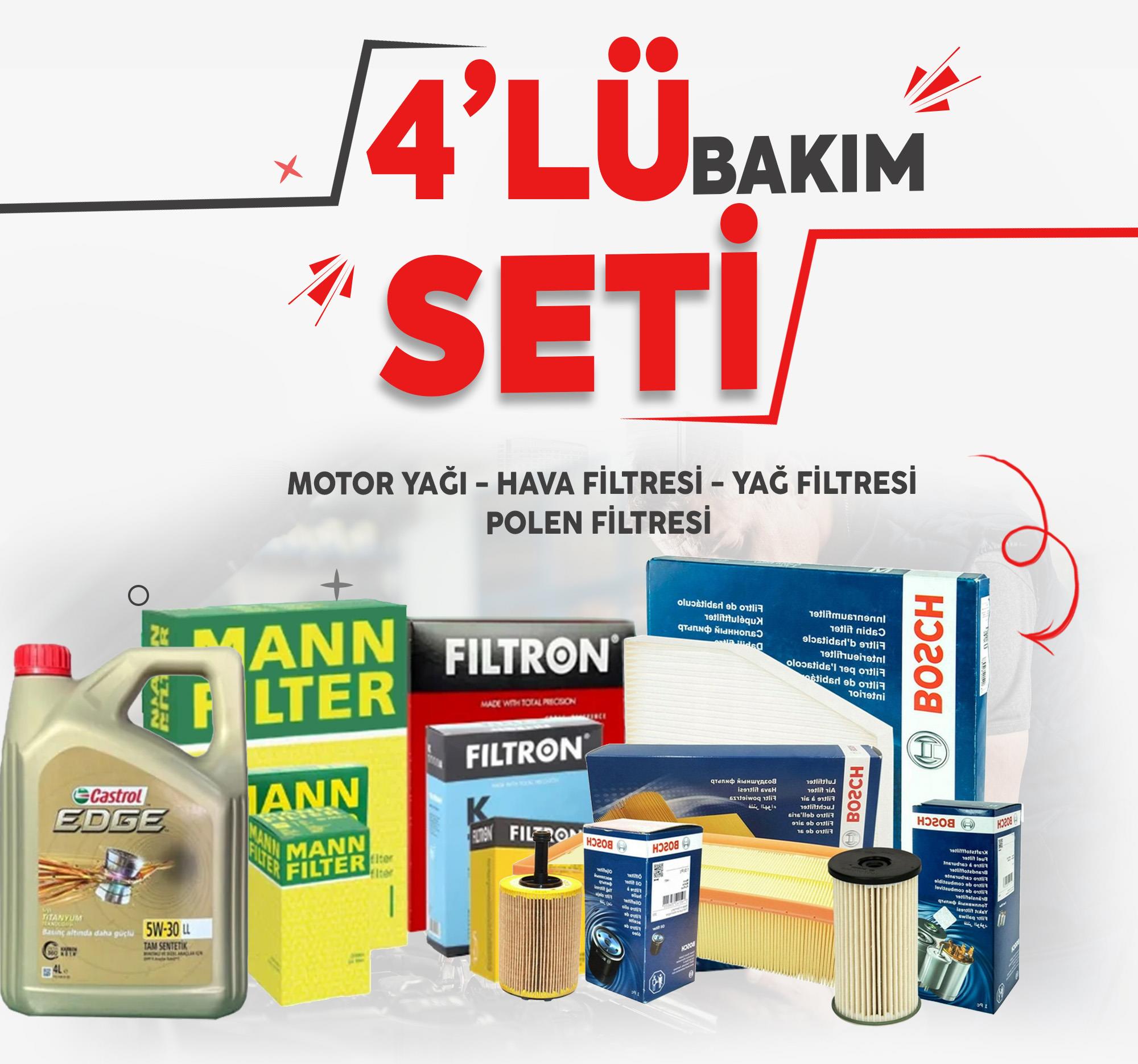 4lü castrol 5w30 4lt Volkswagen Tiguan 1.4 Tsi 160 Hp (2011-2016) Edge 0W-40 4 Litre Motor Yağlı Bakım Seti 4 Parça Set - Görsel 1