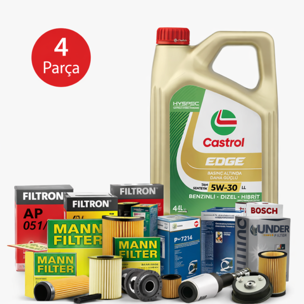 4 Parça Filtre Bakım Seti Castrol Edge 5w-30 4 Litre