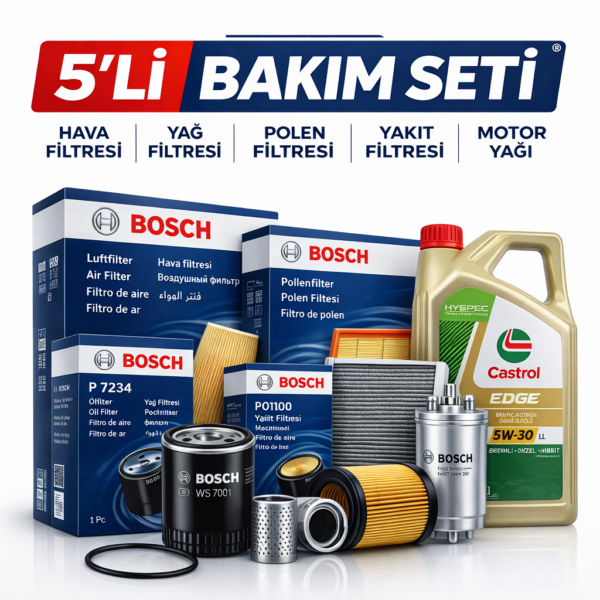 BOSCH Volvo XC60 2.0 Dizel Castrol Edge 5W-30 Motor Yağı Filtre Seti (2013-2017) 5 Li