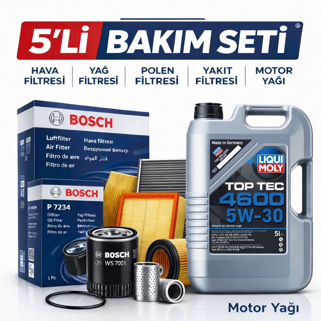 Bosch-5-li-bakim-seti-liquimoly-4600 BOSCH Seat Toledo 1.4 Dizel Liqui Moly 4600 Motor Yağı Filtre Seti (2015-2019) 5 Li - Görsel 1