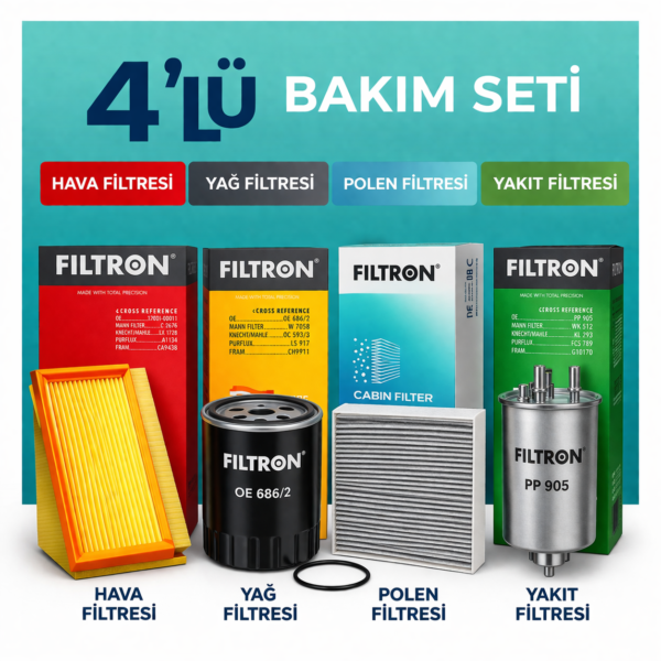 Filtron Fiat Egea 1.3 Dizel Filtre Bakım Seti (2015-2018) 4 Lü