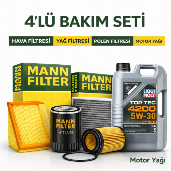 MANN Citroen Jumper 2.2 BlueHDi Dizel Liqui Moly 4200 8 Lt Motor Yağı Filtre Seti (2019-2024) 4 Lü