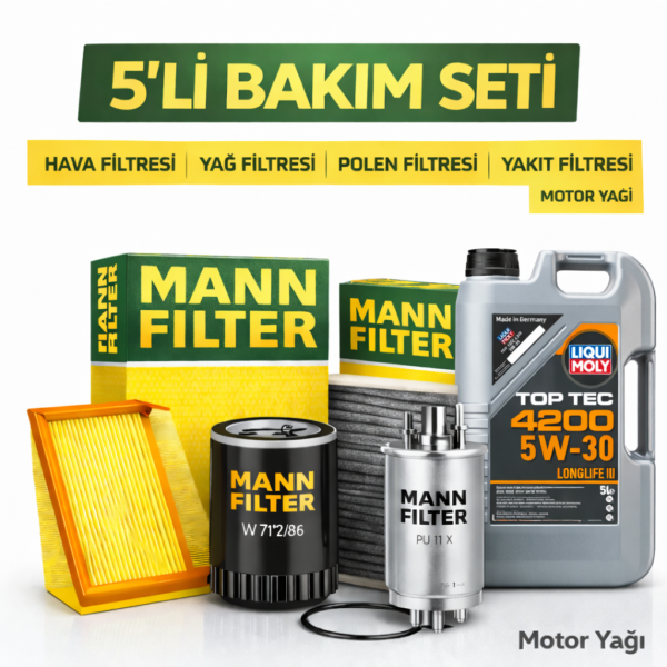 MANN Mercedes E220 Dizel Liqui Moly 4200 7 Lt Motor Yağı Filtre Seti (2018-2022) 5 Li