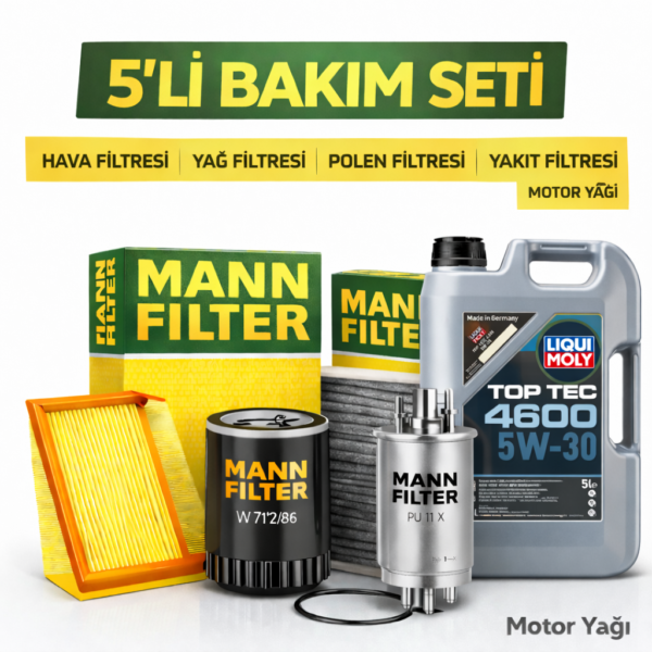 MANN BMW 6.40 Dizel xDrive Liqui Moly 4600 6 Lt Motor Yağı Filtre Seti (2011-2018) 5 Li