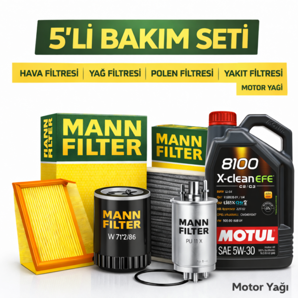 MANN Hyundai Santa FE 2.2 Dizel Motul X-Clean 5W-30 6 Lt Motor Yağı Filtre Seti (2009-2013) 5 Li