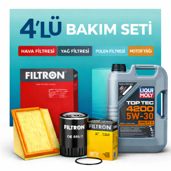 Filtron Ford Transit Custom 2.2 Dizel Liqui Moly 4200 7 Lt Motor Yağı Filtre Seti (2012-2019) 4 Lü