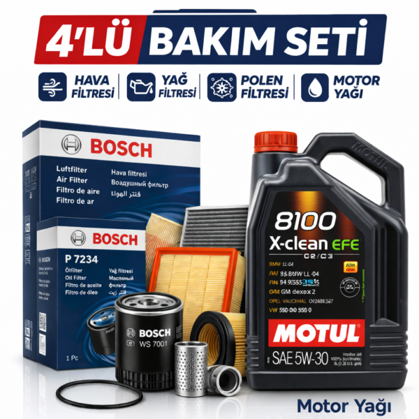 BOSCH Nissan Qashqai 1.6 Dizel Motul Eco-Lite 0W-20 6 Lt Motor Yağı Filtre Seti (2014-2020) 4 Lü