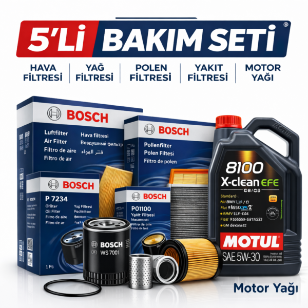 BOSCH Ford Transit V347 2.4 Dizel Motul X-Cess 5W-40 8 Lt Motor Yağı Filtre Seti (2006-2013) 5 Li
