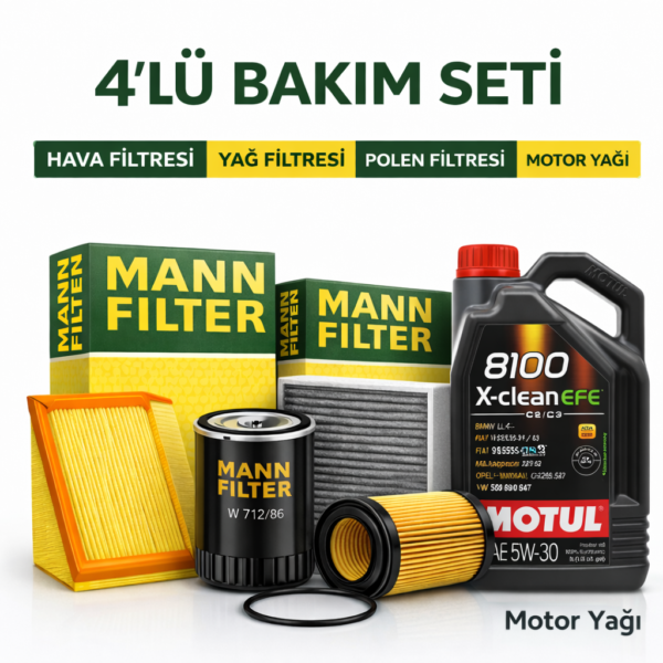 MANN Ford Transit V184 2.4 TDCI Motul X-Cess 5W-40 7 Lt Motor Yağı Filtre Seti (2001-2006) 4 Lü